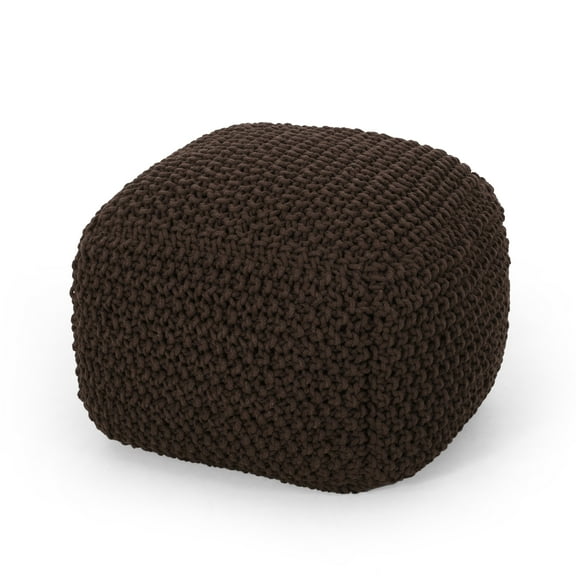 Noble House Cube Texture Fabric Pouf, Brown