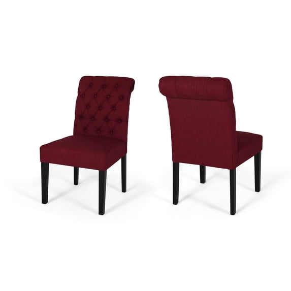 Noble House Cullon Contemporary Fabric Dining Chairs, Set of 2, Deep Red
