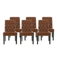 thumbnail image 1 of Noble House Cullon Contemporary Faux Leather Dining Chairs, Set of 6, Cognac Brown, 1 of 8