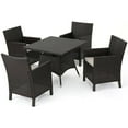 thumbnail image 1 of Noble House Cypress 5 Piece Wicker Square Patio Dining Set in Brown, 1 of 10