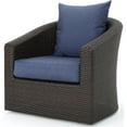 thumbnail image 1 of Noble House Darius Outdoor Aluminum Brown Wicker Swivel Chair Navy Blue Cushion, 1 of 24
