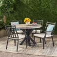 thumbnail image 1 of Noble House Delmar 5 Piece Round Concrete Top Patio Dining Set in Gray and Beige, 1 of 11