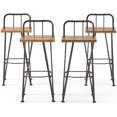 thumbnail image 1 of Noble House Denali Outdoor Teaked Acacia Wood Barstools (Set of 4), 1 of 26
