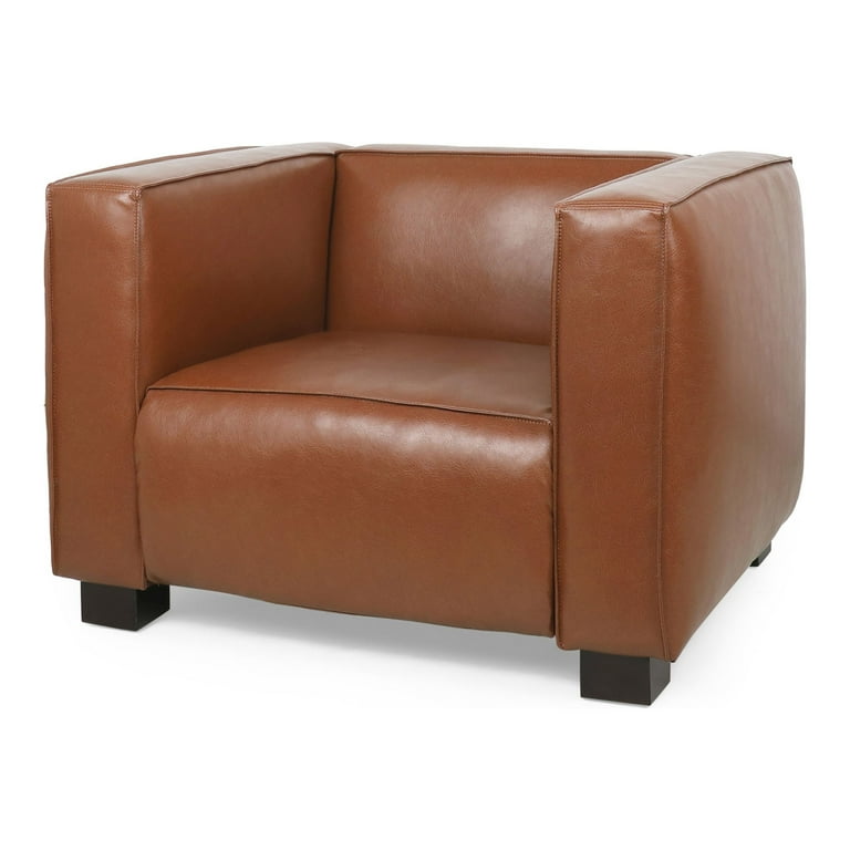 Brown Cognac Club Chair French Buttoned Back Club Chair In Cognac
