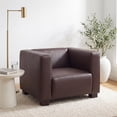 thumbnail image 1 of Noble House Denison Faux Leather Club Chair, Dark Brown and Dark Walnut, 1 of 8