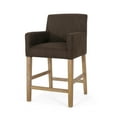 thumbnail image 1 of Noble House Deville Fabric Upholstered Wood 26 inch Counter Stool, Brown and Weathered Brown, 1 of 8