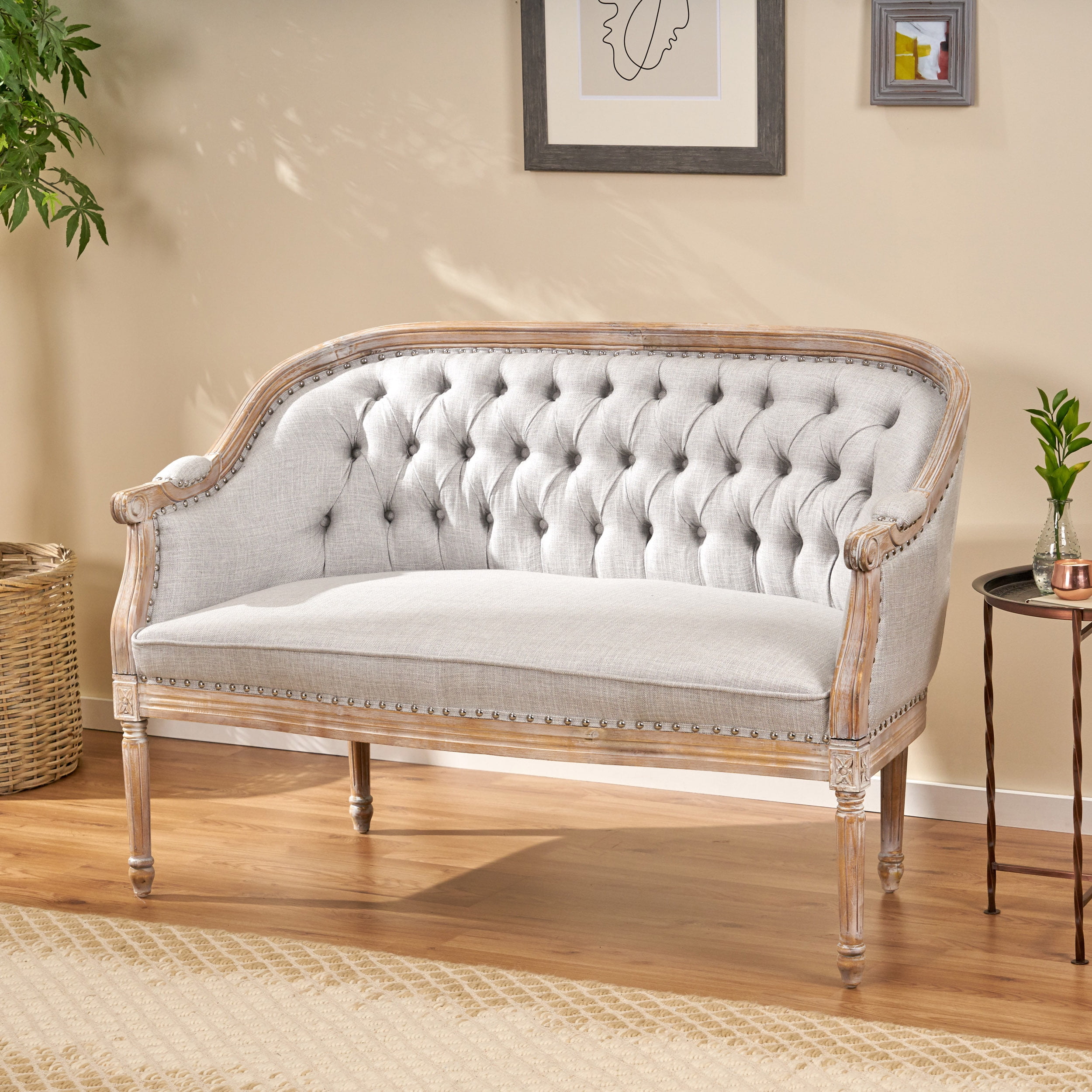 Elegant Chesterfield 49.5" Multicolor Fabric Loveseat with Nailhead Accents