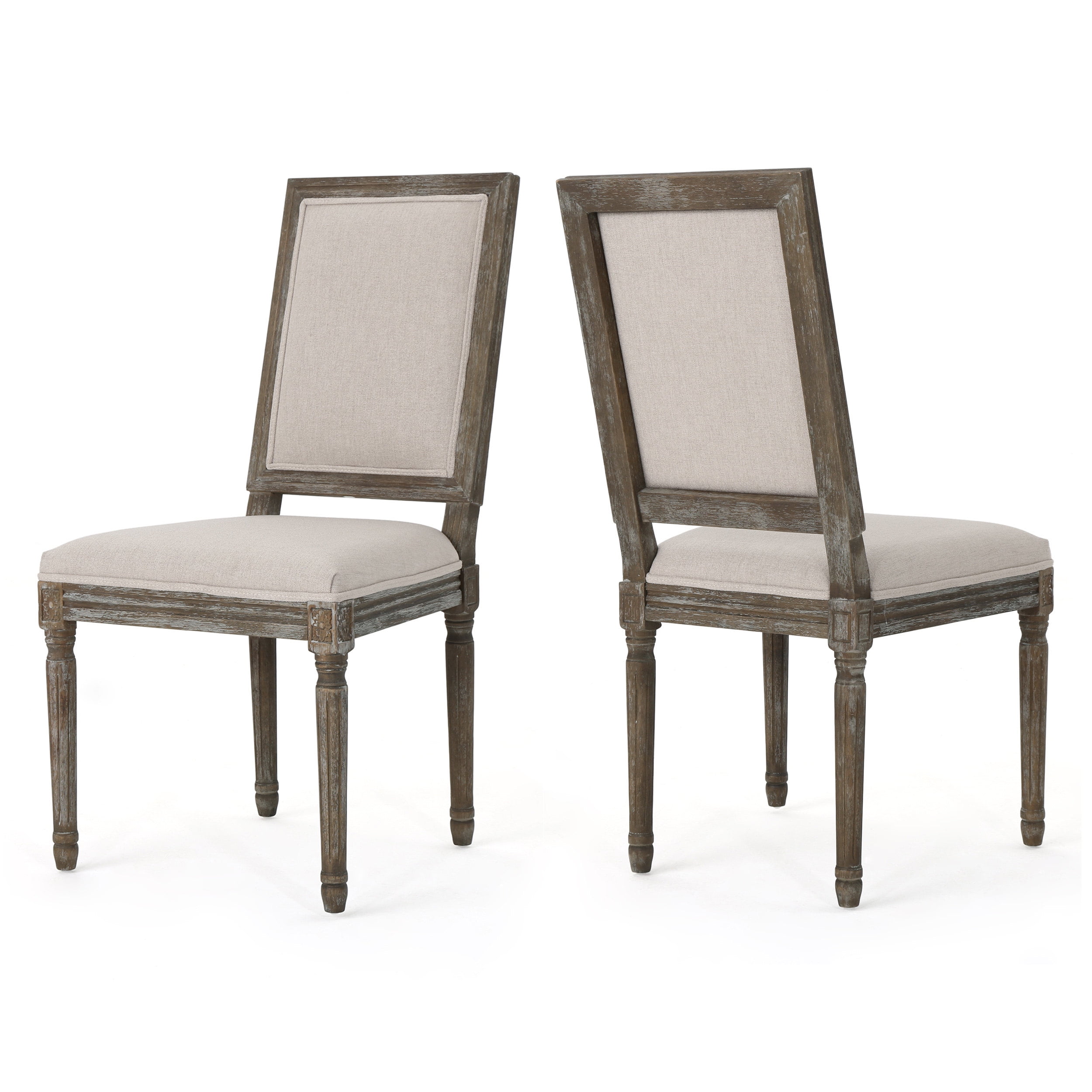 Noble House Dior Indoor Traditional Fabric Dining Chairs, Wheat, Dark Brown