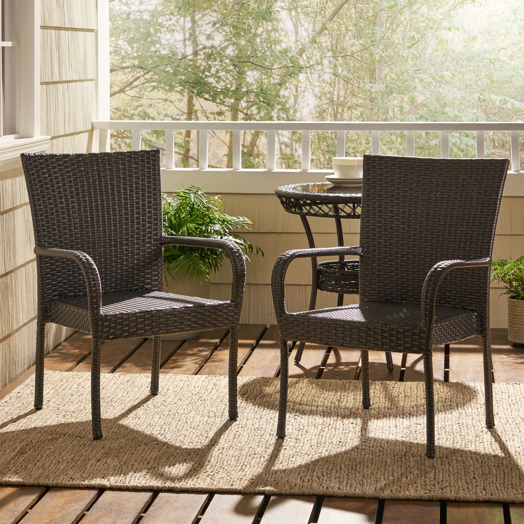 Wicker Patio Dining Chairs Brown Stacking Patio Chairs Orpheus - Main Image