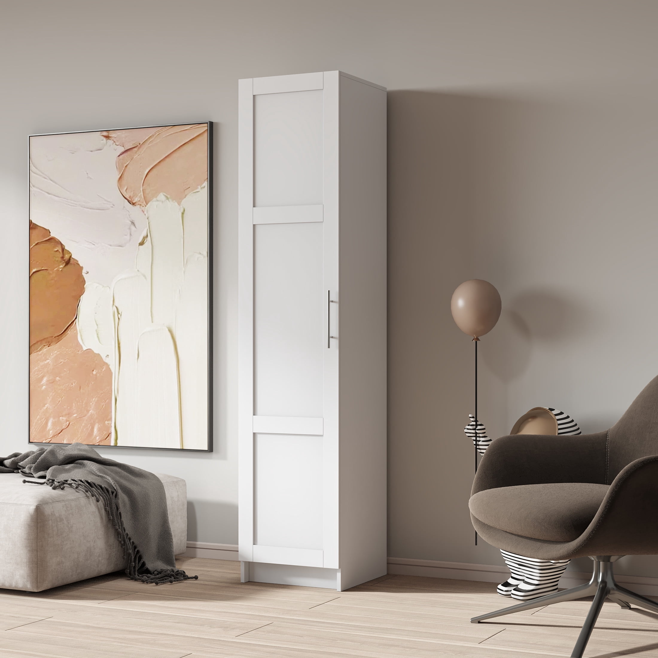 Noble House Divine 70.87" Wall-Mounted Storage Cabinet, Bathroom Stackable Tower, Minimal Slim Design, White