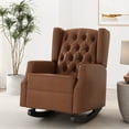 thumbnail image 1 of Noble House Dobles Faux Leather Tufted Wingback Rocking Chair, Cognac Brown and Dark Brown, 1 of 9
