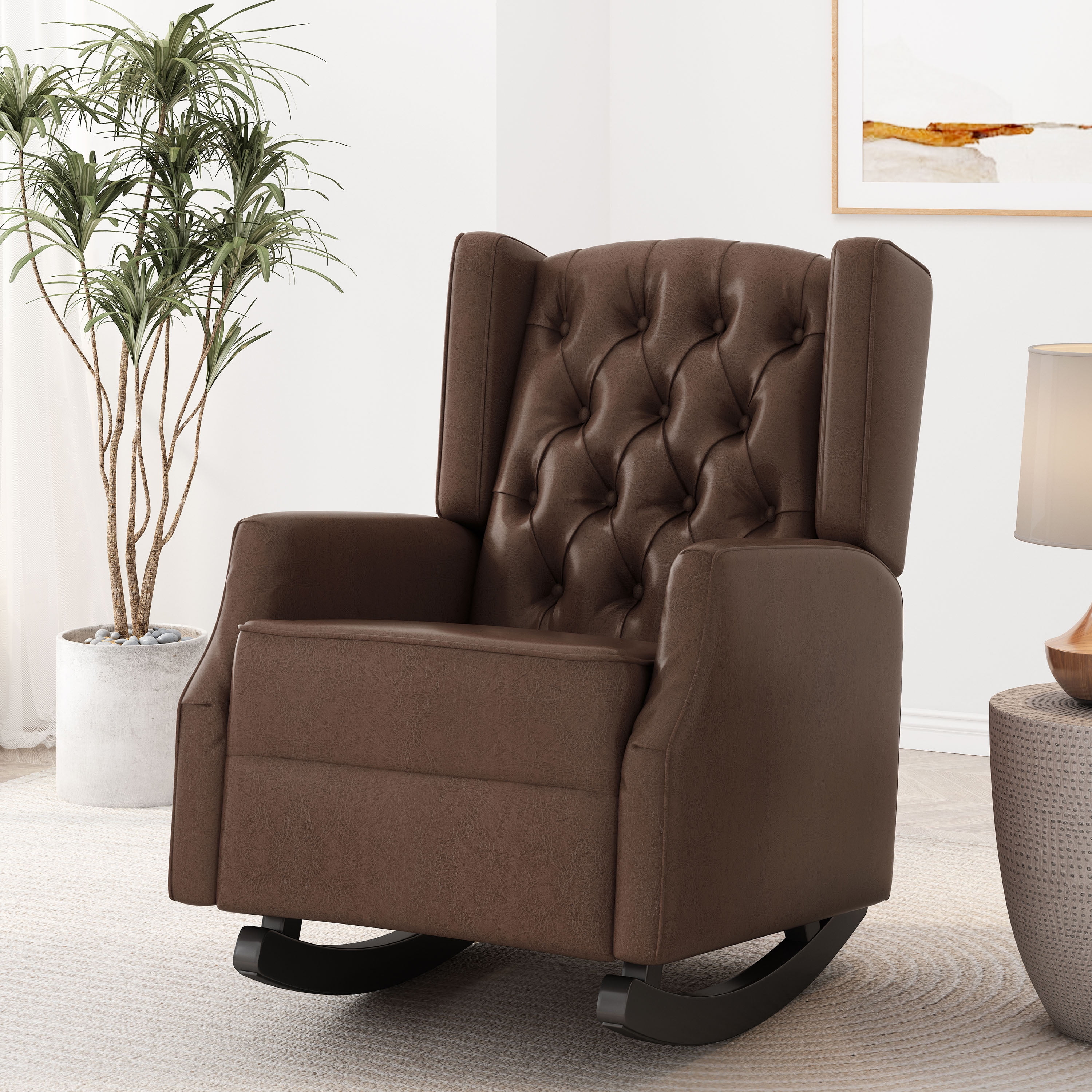 Brown rocker recliner chair