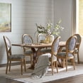 thumbnail image 1 of Noble House Dored Fabric and Wood 7 Piece Dining Set, Black and White Print and Natural, 1 of 13