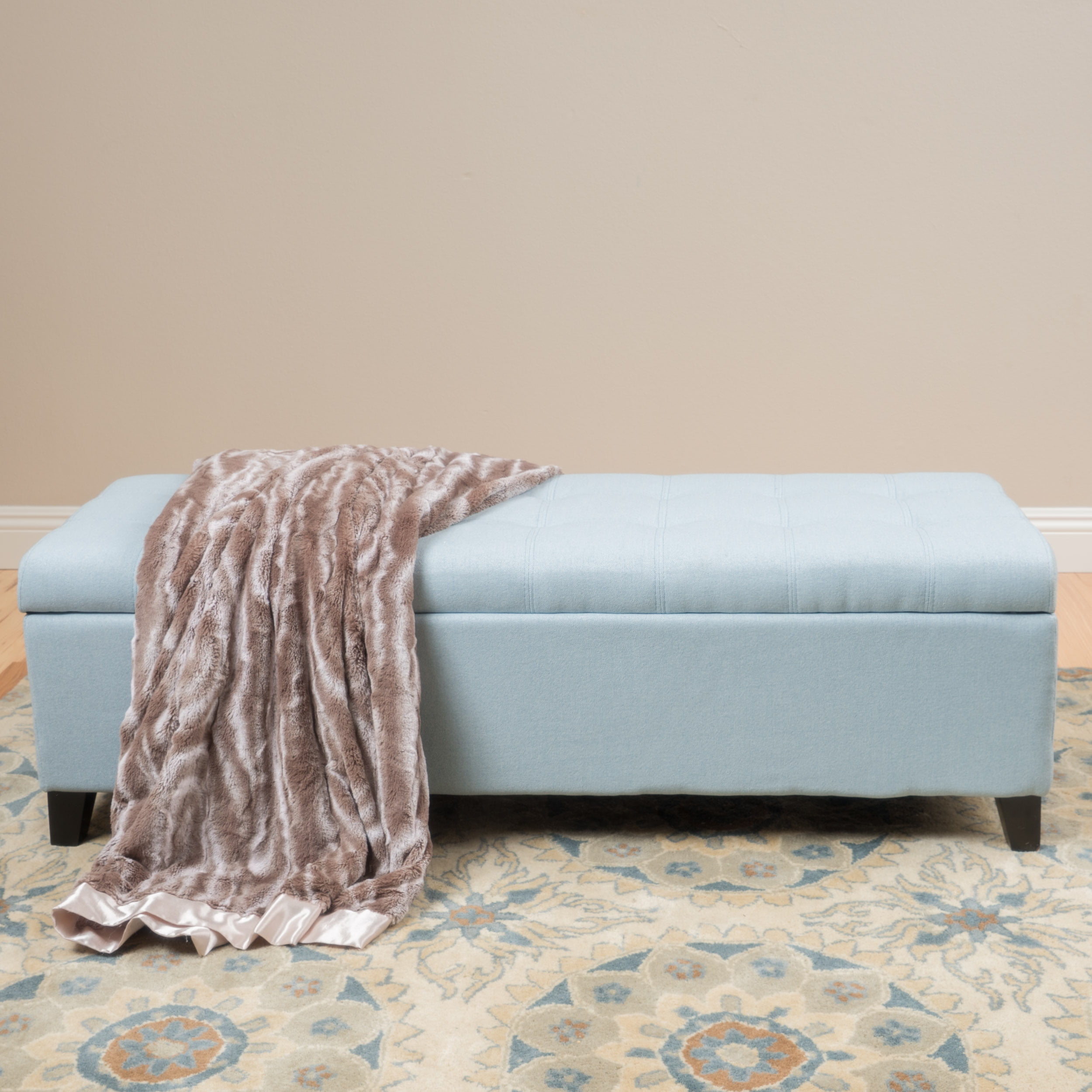 Noble House Dorsey Fabric Storage Ottoman Light Sky Walmart
