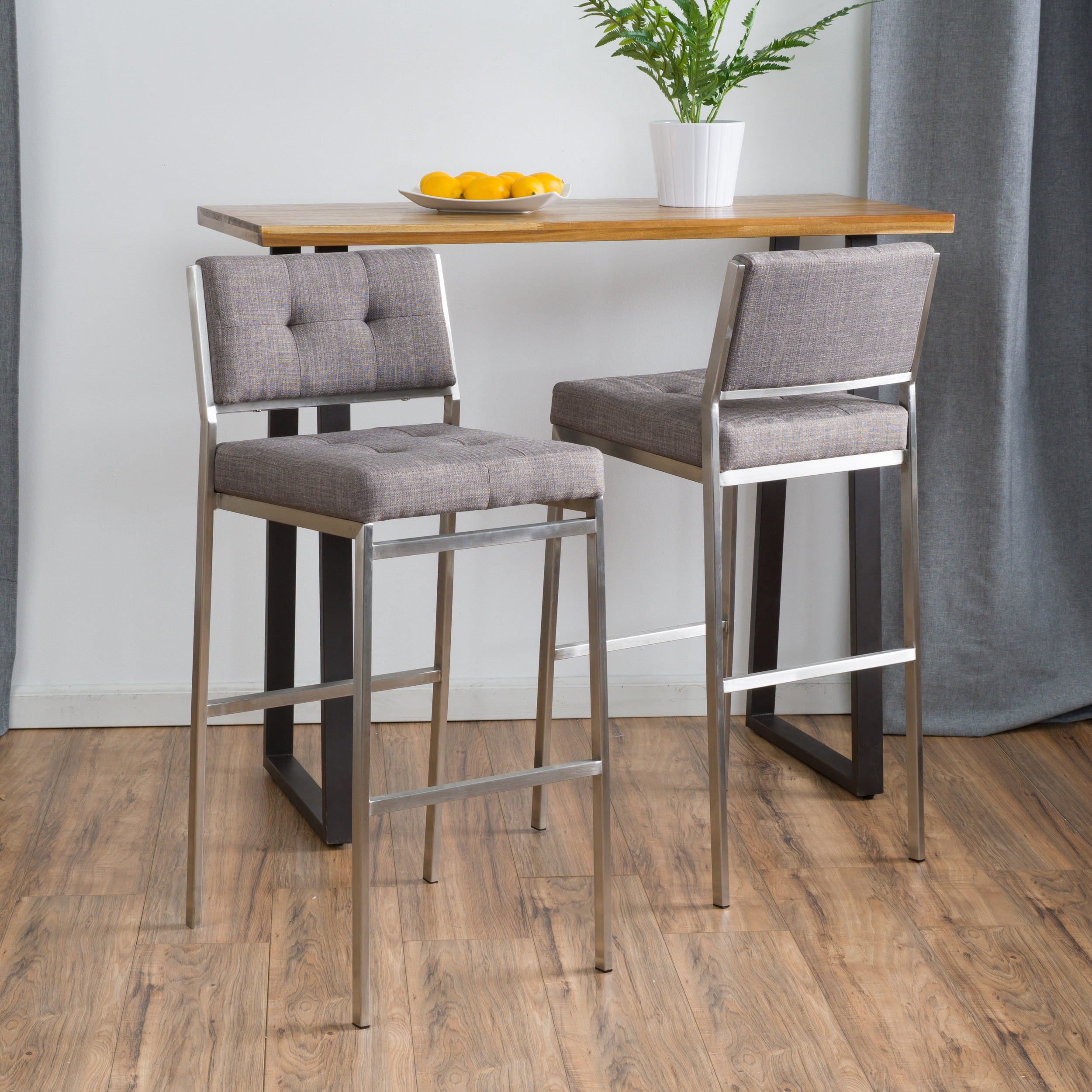 Noble House Doski Light Grey Fabric Barstools Set of 2 Walmart