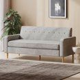 thumbnail image 1 of Noble House Elaina Upholstered Fabric 3 Seater Sofa, Light Gray Tweed, Natural, 1 of 11
