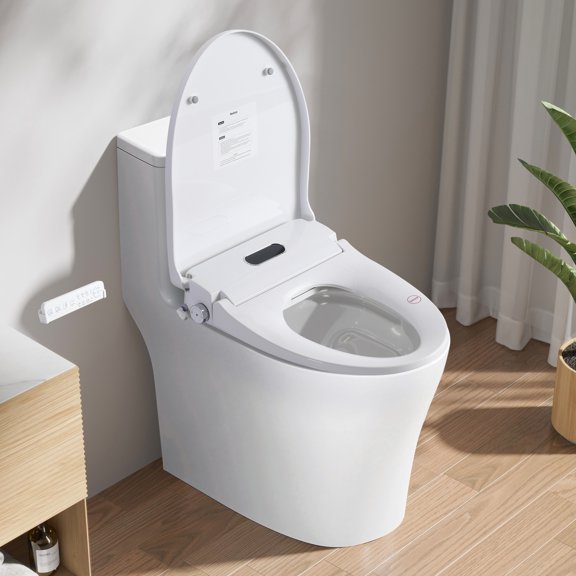 Noble House Electric Smart Bidet Toilet Seat, Automatic Open Radar Sensor, Heated Seat, Remote Control, White