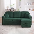 thumbnail image 1 of Noble House Elena 4-Seater L-Shaped Corduroy Sectional Sofa with Pull-Out Storage, Ottoman for Living Room, Emerald, 1 of 12