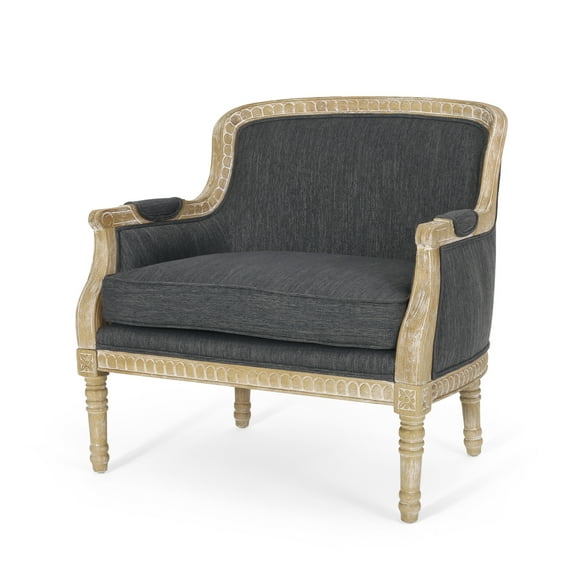 Noble House Elias Charcoal Fabric Club Chair, Natural