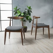 Noble House Eliza Indoor Mid-Century Modern Fabric Dining Chairs, Set of 2, Charcoal