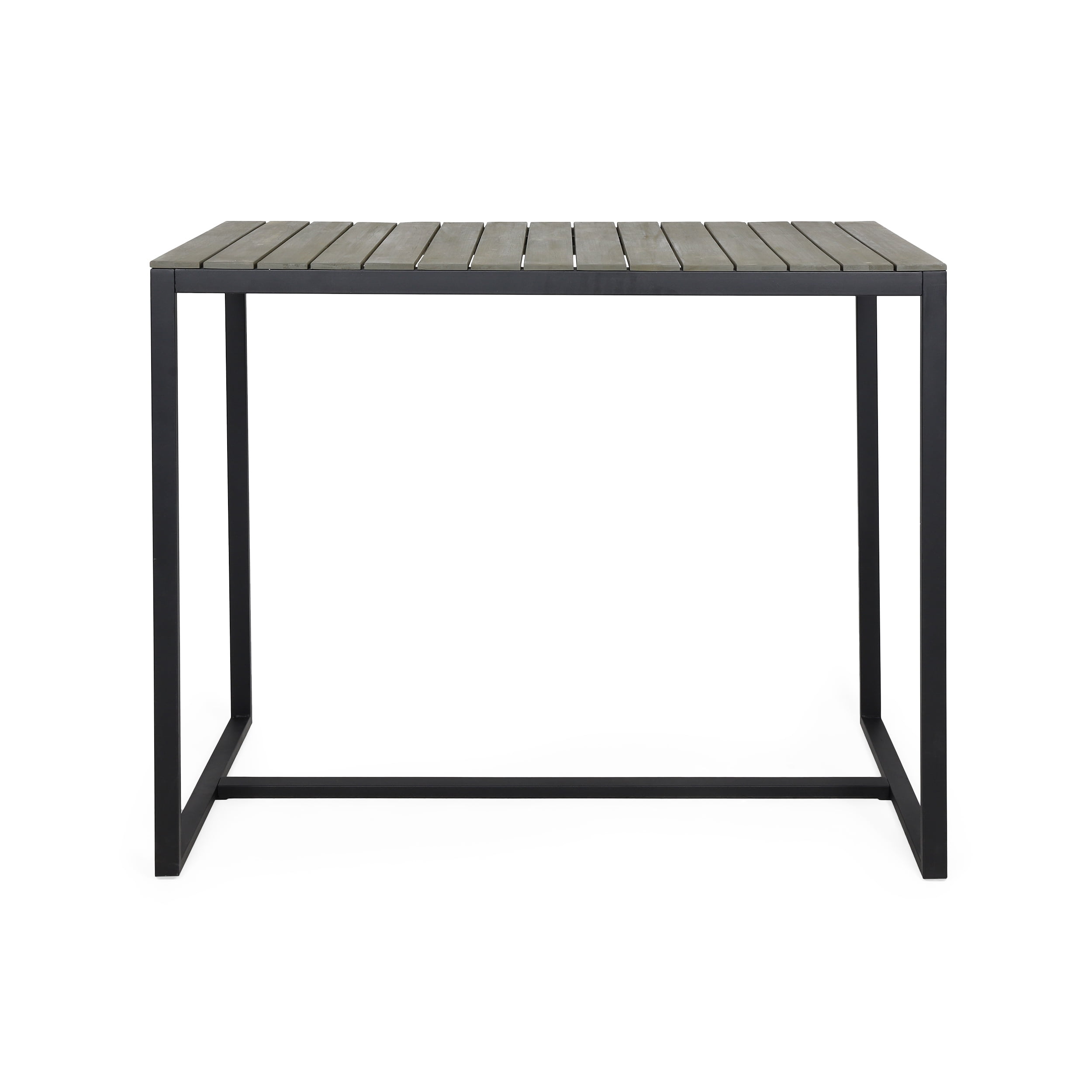 Sleek Gray Acacia Wood & Iron Rectangular Bar Table for 4