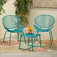 thumbnail image 1 of Hamdan Outdoor Modern 2 Seater Iron Chat Set, Matte Teal, 1 of 10