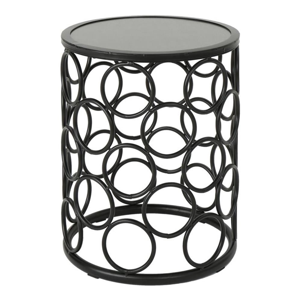 Noble House Elm 16" Modern Outdoor Iron and Ceramic Tile Side Table - Gray/Black