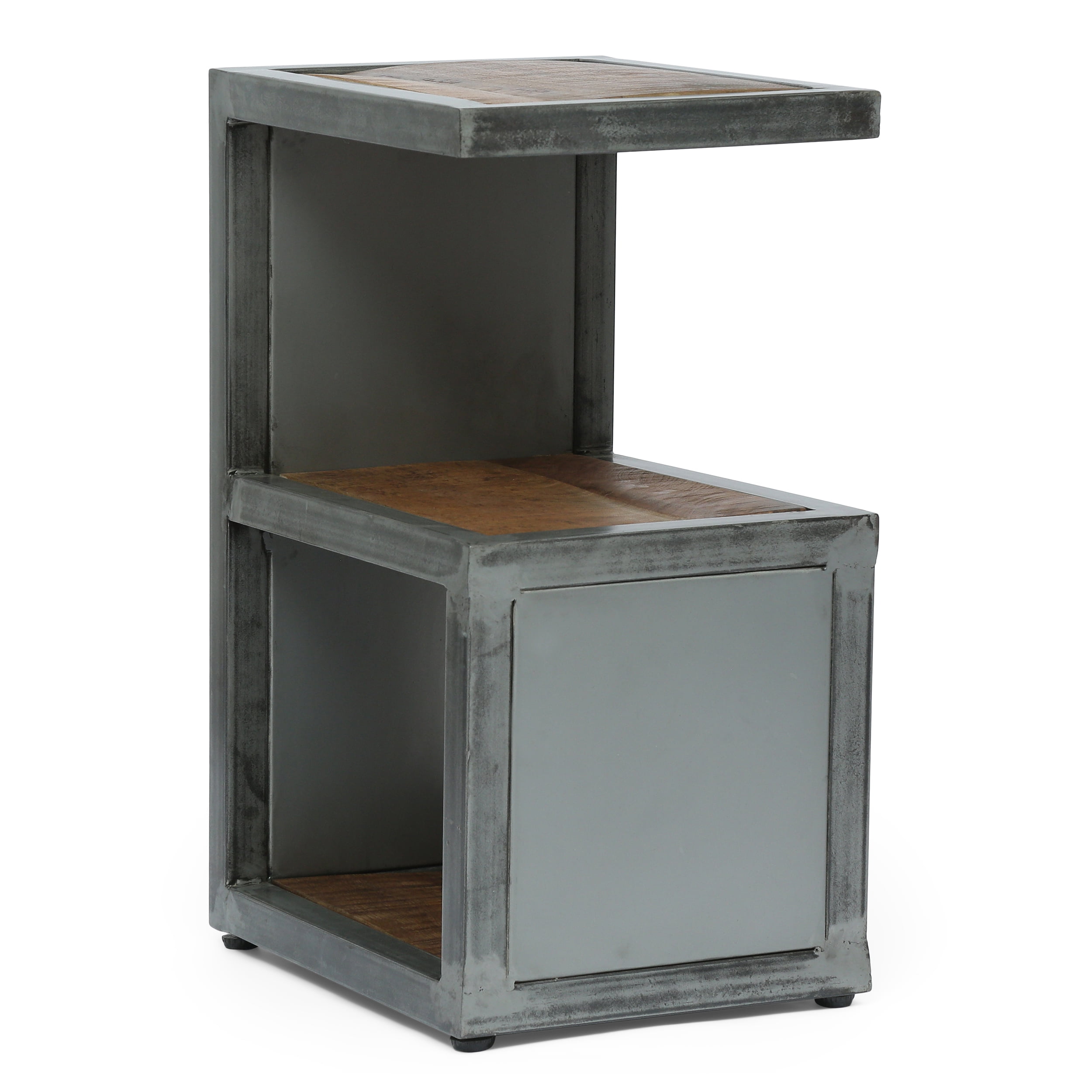 Noble House Industrial Metal Side Table - Mango Wood & Iron Frame ... - Industrial Metal Side Table