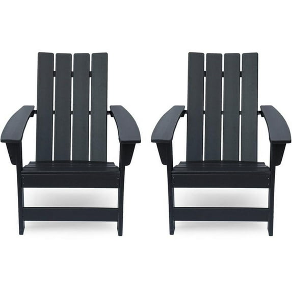 Noble House Encino Outdoor Contemporary Adirondack Chair (Set of 2) Matte Black