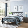 thumbnail image 1 of Noble House Ewelina Modern Queen-Size Iron Geometric Low-Profile Bed Frame, Hammered Copper, 1 of 7