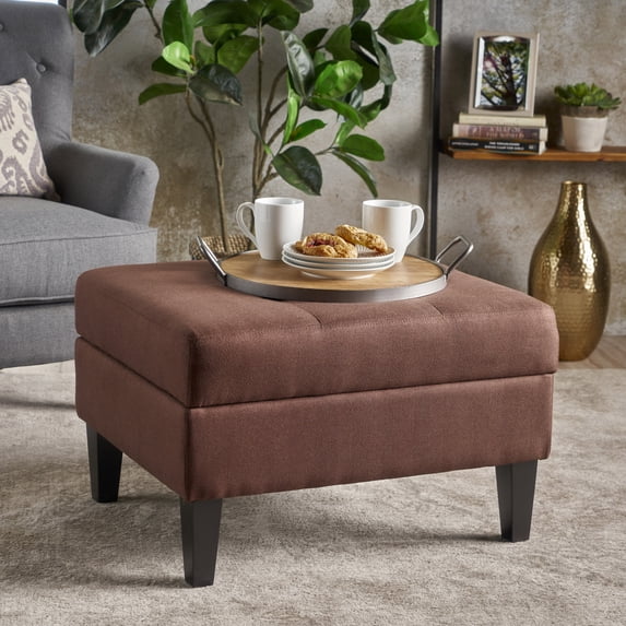 Noble House Fabric Storage Ottoman,Dark Cinnamon