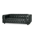thumbnail image 1 of Noble House Feichko Faux Leather Tufted 3 Seater Sofa, Midnight Black, 1 of 9