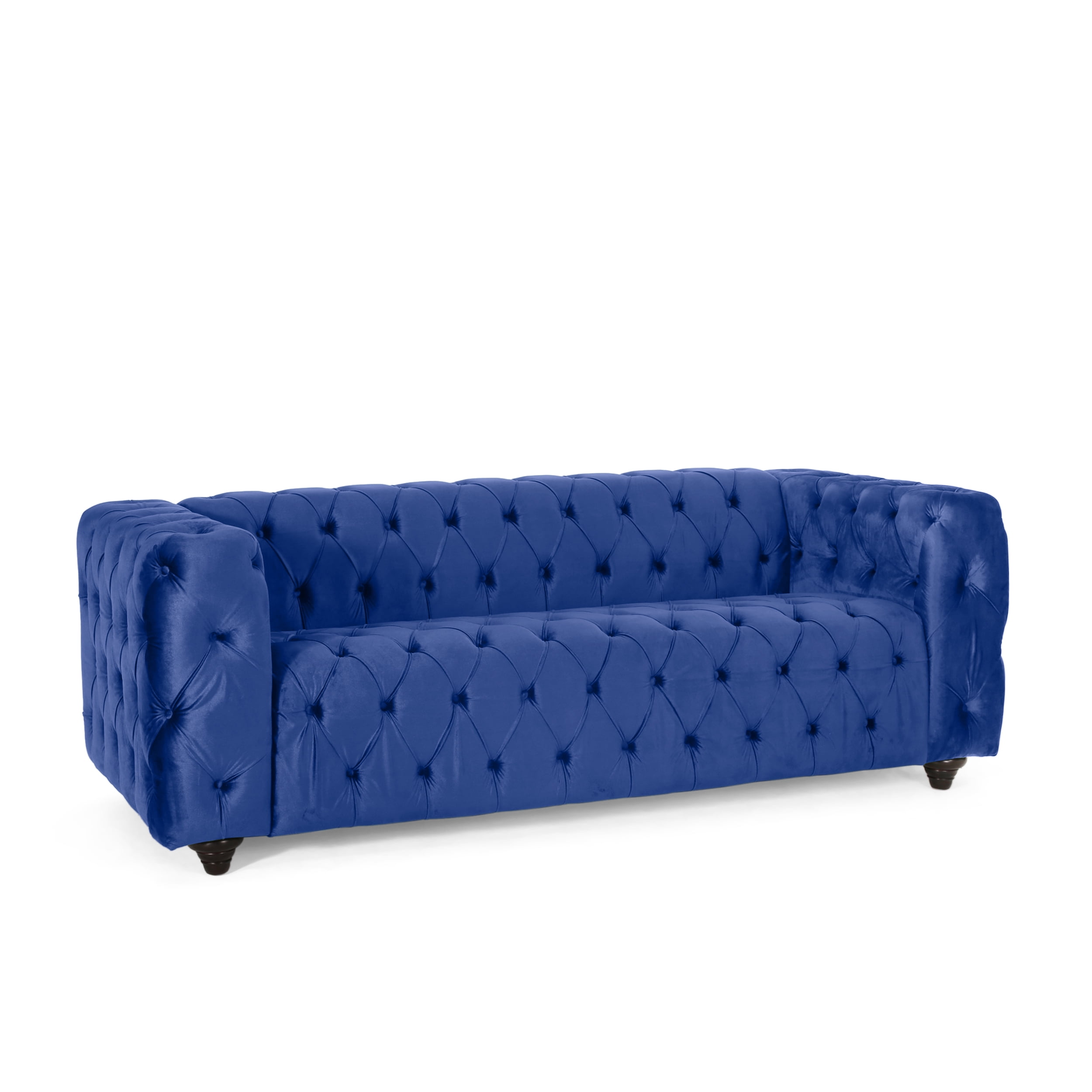 Free Shipping! Noble House Velvet Tufted 3 Seater Sofa Navy Blue ...