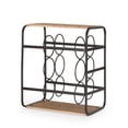 thumbnail image 1 of Noble House Ferrat Metal 6 Bottle Tabletop Wine Rack, Natural and Black, 1 of 6