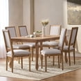 thumbnail image 1 of Noble House Fescue Indoor Fabric Upholstered Wood 7 Piece Dining Set, Natural Brown and Light Gray, 1 of 17