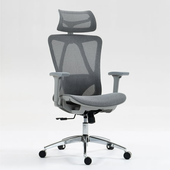 Noble House Fido 47" High Back Mesh Office Chair, Ergonomic Reclining Design with Adjustable Lumbar, Grey
