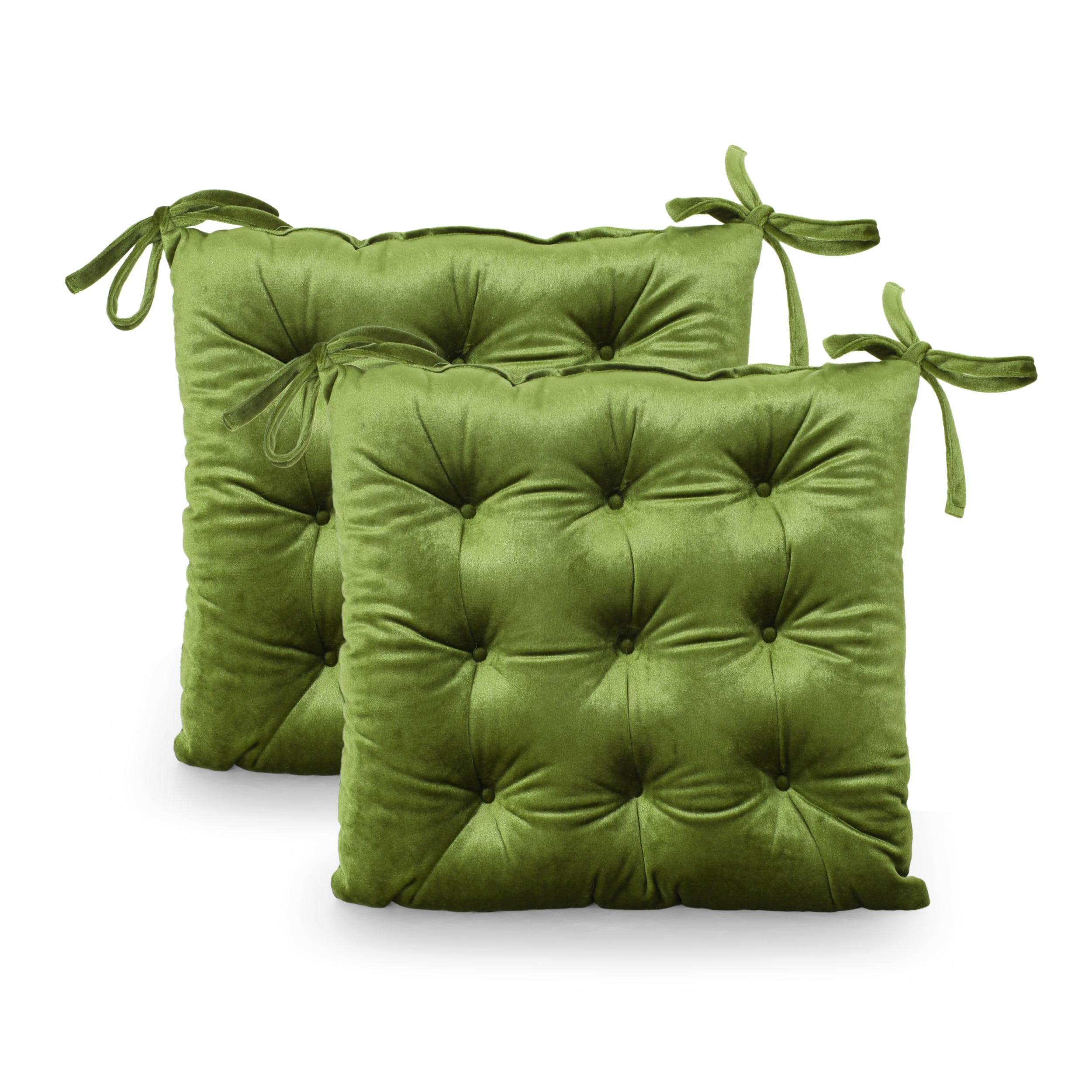Noble House Foxhall Tufted Velvet Dining Chair Cushion in Sage Set of 2 Walmart