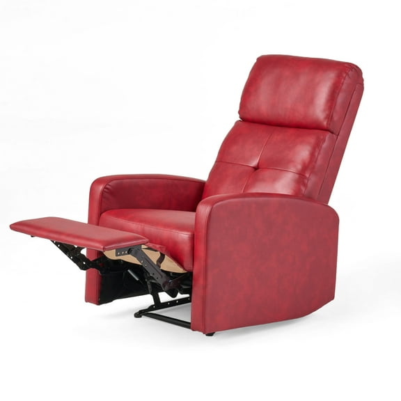 Noble House Francisco Small Faux Leather Recliner, Ox Blood Red