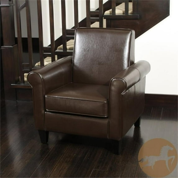 Noble House Freemont Leather Club Chair in Brown
