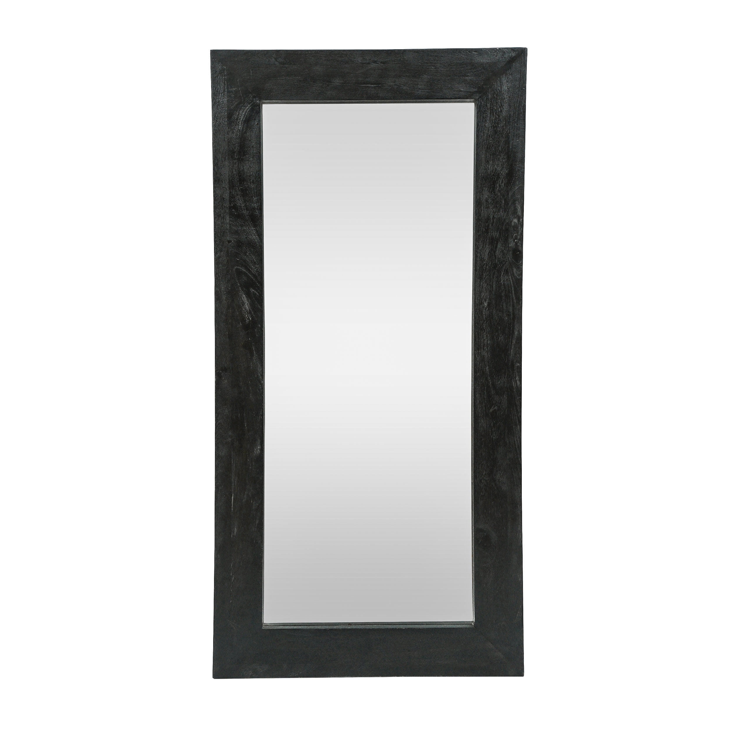 Noble House Froid Rustic Handcrafted Mango Wood Full Length Standing Mirror, Black and Brown