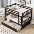 thumbnail image 1 of Noble House Full Over Full Rubber Wood Bunk Bed, Convertible Design with Ladder, Guardrails & Twin Trundle, Espresso, 1 of 13