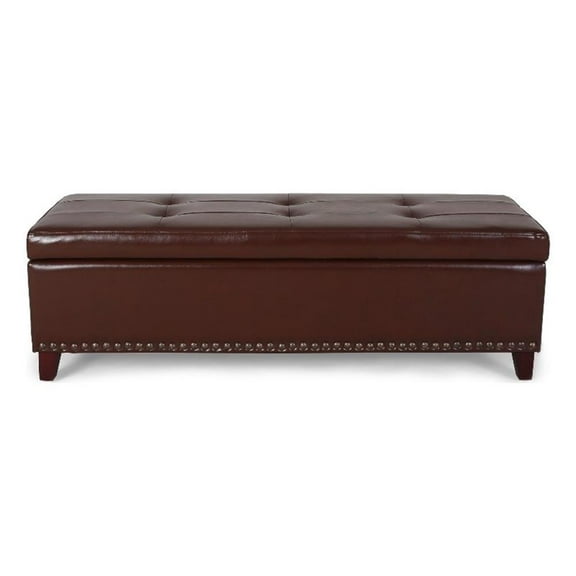 Noble House Gavin Contemporary Storage Ottoman in Chestnut Brown