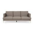 thumbnail image 1 of Noble House Gerardo Modern Upholstered Fabric Sofa, Dark Taupe, Silver, 1 of 9