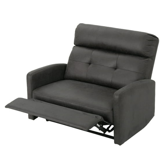 Noble House Gideon Oversize Microfiber 2 Seater Recliner, Slate and Black