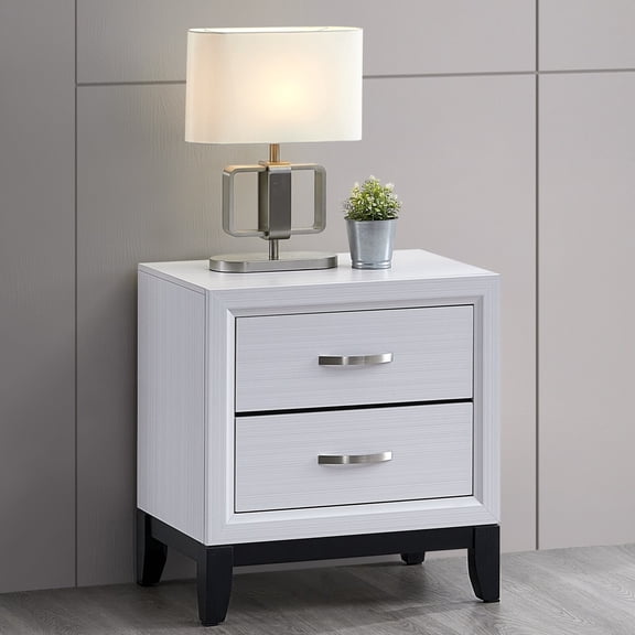 Noble House Glasgow Wood Nightstand with 2 Drawers, Dovetail Construction, White