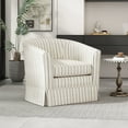 thumbnail image 1 of Noble House Glouster Modern Swivel Club Chair, White/Blue Stripe, 1 of 8