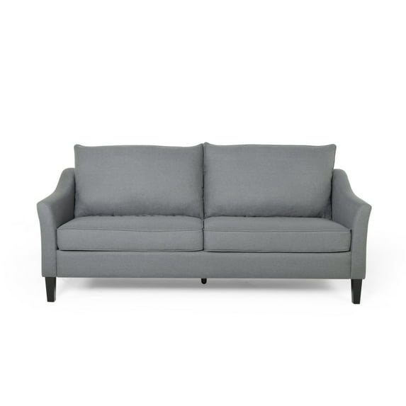Noble House Glover Fabric 3 Seater Sofa with Pillow Cushions, Charcoal