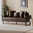 thumbnail image 1 of Noble House Gould Indoor Faux Leather Upholstered Oversized Loveseat, Dark Brown and Black, 1 of 8