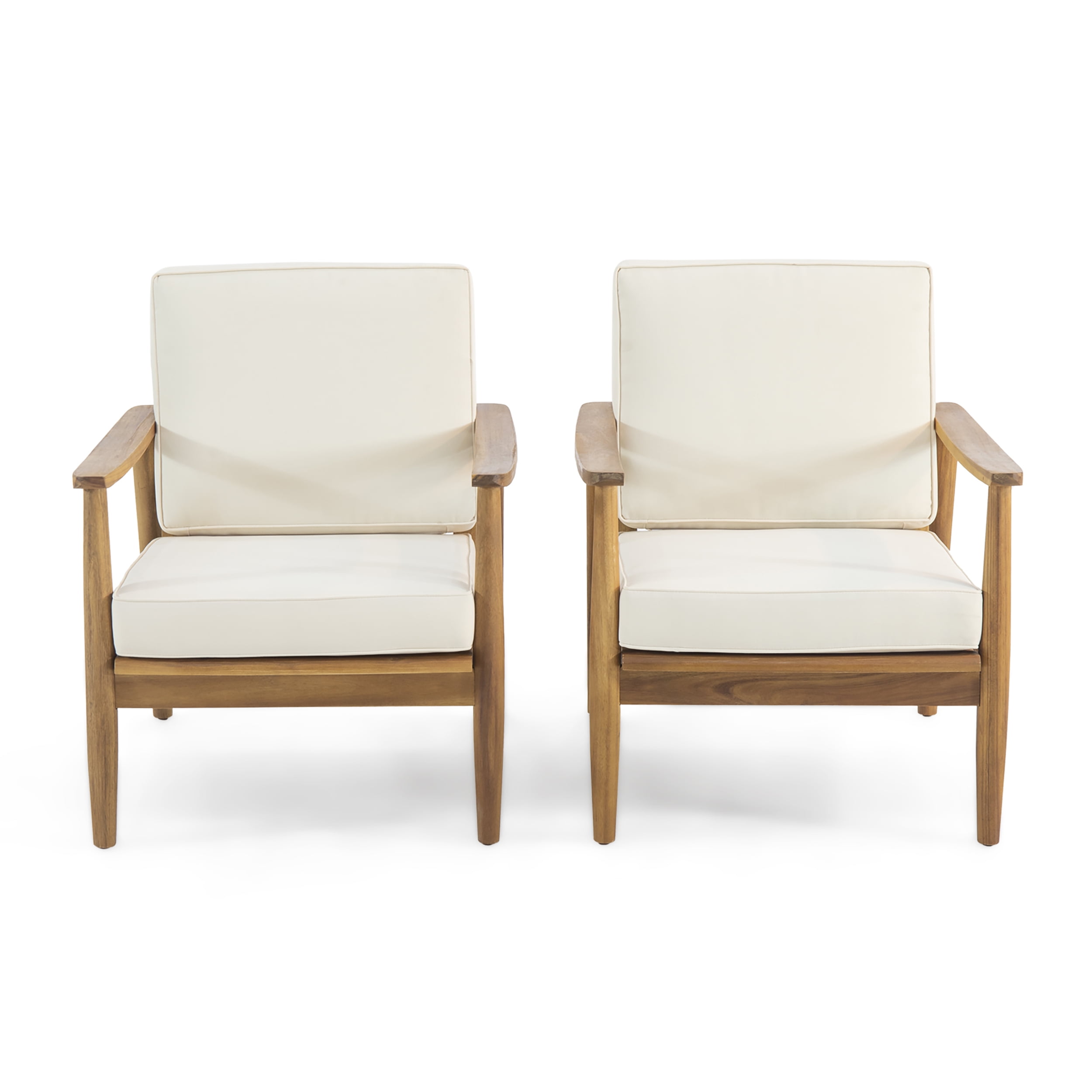 Teak Brown Mid-Century Modern Lounge Arm Chair with Beige Cushions