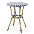 thumbnail image 1 of Noble House Groveport Outdoor 21.75" French Round Aluminum Bistro Table with Tabletop, White/Navy Blue, 1 of 6